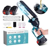 CLOUDDS_Mini Tronçonneuse À Batterie 8 Pouces,2200W Brushless Tronçonneuse Avec 2X2.0Ah,2Chaîne,Vitesse De Chaîne 0-28M/S Tronçonneuse Électrique Pour Les Arbres,Terrasse,Maison&Jardin