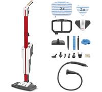 CLOUDDS_Vaporetto Sv650 Style,Balai Vapeur Avec Nettoyeur À Main Intégré,19 Accessoires,Chauffe Rapide 20Sec.,Filtre Anti-Calcaire,Autonomie Illimitée,Poignée Liège Confortable,Rouge Et Blanc