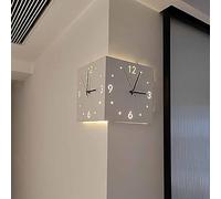 CLOUDEMO Horloge d'angle, Horloge Murale Corne Double Face, Horloge Murale d'angle Double Face, Horloge Murale d'angle Lumineuse à capteur avec échelle numérique (White)