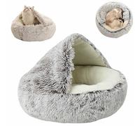 CLOUDEMO Plush Pet Cat Bed - Cat Bed Plush Hooded Cat Bed Cave, Cozy for Indoor Cats Or Small Dog Beds, Cat Calming Bed for Pets 7-30 pounds (Brown,S/460g)