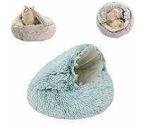 CLOUDEMO Plush Pet Cat Bed - Cat Bed Plush Hooded Cat Bed Cave, Cozy for Indoor Cats Or Small Dog Beds, Cat Calming Bed for Pets 7-30 pounds (Green,S/460g)