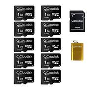 Cloudisk Lot de 10 cartes mémoire flash C4 Micro SD 1 Go avec adaptateur SD
