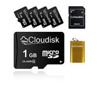 Cloudisk Pack de 5 Cartes Micro SD de 1 go Carte mémoire microSD de 1 go Class4 avec Adaptateur SD + Lecteur de Carte Vendu par Lot de 5