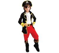 Cloudkids Déguisement de Capitaine Pyrate pour enfants (4-12 ans) Costume d'Halloween Cosplay Costume de pirate pour enfants avec chapeau et ceinture - - 4-6 ans