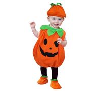 Cloudkids Déguisement Halloween Déguisement de citrouille Combinaison Enfants Cosplay Robe pour Carnaval Noël Fête Vêtements avec chapeau Chaussures