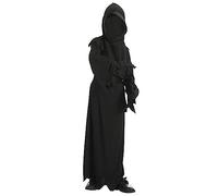 Cloudkids Enfants Costume de Mort Tunique Capuche Gants Ceinture Cosplay Halloween Thème Carnaval (10-12ans)