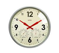Cloudnola Horloge Murale en métal étanche avec thermomètre et hygromètre, Gris Zinc, 45,7 cm, silencieuse, sans tic-tac, Fonctionne à Piles