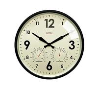 Cloudnola Horloge Murale en métal étanche pour intérieur et extérieur avec thermomètre et hygromètre, Vert, 30,5 cm, silencieuse, sans tic-tac