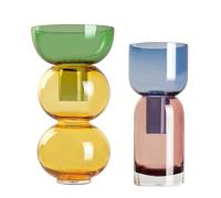 Cloudnola Lot de 2 vases réversibles en Verre pour Fleurs et bourgeons - Vert et Jaune et Bleu et Rose - pour la Maison, Un Mariage et Un événement