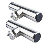 Cloudpower Lot de 2 supports de canne à pêche en acier inoxydable, support réglable à 32 positions avec insert en caoutchouc pour rails de 19 à 25 mm