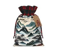 Clouds And Mountains Pochette avec cordon de serrage imprimé S pour fête, mariage et festival, polyester léger