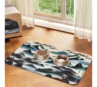 Clouds and Mountains Tapis d'alimentation antidérapant en cuir absorbant pour animaux domestiques 40 x 60 cm, séchage rapide, imperméable, lavable