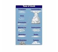 Clouds in the Sky Chart Poster Types of Clouds Science Educational Wall Art for Weather Station Classroom Decor(Unframed,12x18inch(30x45cm))