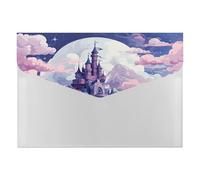 Clouds Over The Castle Organiseur de documents en accordéon à 6 poches avec étiquettes, dossiers de documents de voyage, enveloppes en plastique avec fermeture à pression, 33 x 23 cm