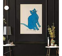 CloudShang Andy Warhol peinture mignon chat affiche Murale Art moderne Hd oeuvre Toile tableau bleu salon chambre Decoration D13147
