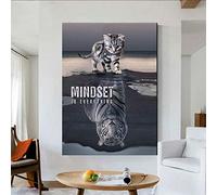 CloudShang Chaton grandir tigre affiche Mindset est tout inspiration succès citation motivation murale Art Toile tableau chambre Decoration D13238