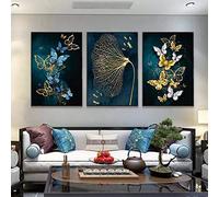 CloudShang Luxe bleu or papillon affiche paysage nordique Tableaux salon couloir Murale Decoration Cuadros Toile tableau art feuille peinture H25142