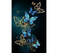 CloudShang Luxe Bleu Or Papillon Affiche Paysage Nordique Tableaux Salon Couloir Murale Decoration Cuadros Toile Tableau Art Feuille Peinture H25095