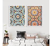 CloudShang Marocain Coloré Mosaïque Oriental Arabe Affiches Murale Art Tirages Boho Style Image de Luxe Salon Bureau Decoration Toile Tableau Peinture G09153