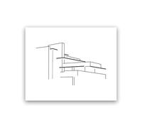 CloudShang Peinture de Frank Lloyd Wright bâtiment géométrique affiche chute d'eau maison abstrait dessin au trait minimaliste Murale art salon bureau Decoration Toile tableau G03104