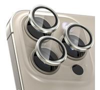 CloudValley [3 Pièces Protection Objectif Caméra Arrière pour iPhone 15 Pro 6,1'' & iPhone 15 Pro Max 6,7'', Accessoire Verre Trempé Anti-rayures Ultra Résistant Individuel Film, Titane naturel