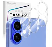 CloudValley [3 Pièces Protection Objectif Caméra Arrière pour iPhone 17 /iPhone 16 / iPhone 16 Plus, Accessoire Verre Trempé Anti-rayures Ultra Résistant Individuel Film,Clair