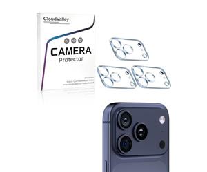 CloudValley 【3 Pièces Protection Objectif Caméra Arrière pour iPhone 17 Pro Max, Accessoire Verre Trempé Anti-rayures Ultra Résistant Individuel Film, transparent