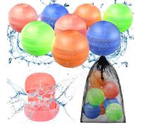 CloudValley Bombe a Eau Réutilisable en Silicone, Ballons D'eau Remplissage Rapide 8 Pcs et 1 Sac en Filet,Enfants Adultes pour l'été Fêtes de Piscine, Plage Jouets d'extérieur