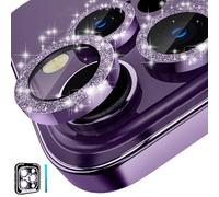 CloudValley Caméra Arrière Protecteur Compatible avec iPhone 14 Pro and iPhone 14 Pro Max, [Alliage d'aluminium], Couverture Complet & 9H Dureté Film Protection Lentille, Scintillants Violet
