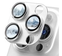 CloudValley iPhone 16 Pro/iPhone 16 Pro Max Camera Lens Protector, [AR+AF 98% Transmittance] [Full Coverage] Ultra-HD Tempered Glass Cover, Metal Screen Protective,Titane Blanc