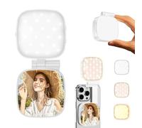 CloudValley Lumière Selfie Magnétique avec Miroir, Ring Light LED Portable 3-en-1 pour iPhone & Android, Support Pliable Rechargeable, Éclairage Beauté pour Vidéo, Streaming et Enregistrement, Blanc