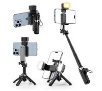 CloudValley PocketFlex Mini trépied avec lumière de remplissage et contrôle du zoom, perche à selfie de poche 3 en 1, [compatible avec MagSafe] Support magnétique et à pince, télécommande Bluetooth