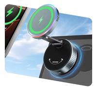 CloudValley pour MagSafe Support Chargeur Voiture, Charge Rapide sans Fil 15W et Ventouse à Vide rotative 360°, avec lumière RGB pour iPhone 16/15/14/13/12/tableau de Bord/Pare-Brise/écran