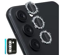 CloudValley Protection Lentille pour Samsung Galaxy S24/ S23/ S23+ 5G, [3+2 Pièces] Caméra Arrière Protecteur, Verre Trempé 9H Film D'écran, Noir pailleté