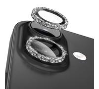 CloudValley Protection Objectif Caméra pour iPhone 16/16 Plus, 17/17Plus, 1:1 Invisible Ajustement Parfait, Effet scintillant intégral - Noir