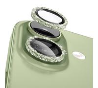 CloudValley Protection Objectif Caméra pour iPhone 16/16 Plus, 17/17Plus, 1:1 Invisible Ajustement Parfait, Effet scintillant intégral - Vert