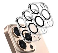 CloudValley Protection Objectif de Caméra Arrière pour iPhone 16 Pro et iPhone 16 Pro Max, Anti-Rayures, Verre Trempé 9H, Photo HD, Protecteur de Lentilles, Compatible Coque, Lot de 3, Noir