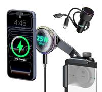 CloudValley Qi2.2 Support de téléphone sans fil 25 W pour Tesla Model Y/3, support de voiture magnétique réglable avec ventilateur de refroidissement et adaptateur 45 W, support métallique extensible