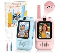 CloudValley Talkies-Walkies Vidéo pour Enfants, Lot de 2, Rechargeables, à Double Caméra, Appairage Un à Un, Portée de 580 m, Cadeaux Parfaits pour garçons et Filles de 3 à 12 Ans (Bleu/Rose)