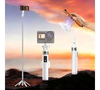 CloudValley Trépied magnétique de 135 cm avec Fonction Perche à Selfie magnétique, Deux façons de Transporter Votre téléphone, Compatible avec la Charge USB-C, Rotation à 360°/720°, Blanc