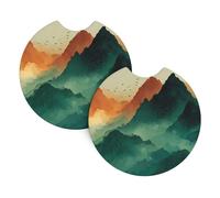 Cloudy Mountain Lot de 2 dessous de verre pour intérieur de voiture Résistant aux rayures Inodore Compatible avec la plupart des voitures