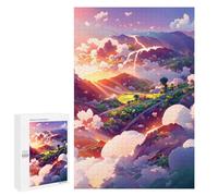 Cloudy Mountain Serenity, 1000 PCS Puzzle-Image en Bois, Cadeau du Nouvel an; pour Partager Un Moment Autour De La Table