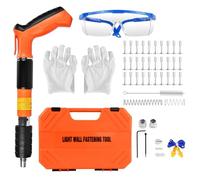 Cloueur Beton, Cloueuse Rivet Gun, kit de pistolets à clous pour béton avec 220 clous ronds, mini pistolet à clous manuel, pistolet à clous silencieux pour montage au plafond/fixation murale