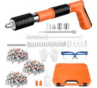 Cloueur Béton,Cloueuse Rivet Gun,Pistolet à Clous Manuel avec 5 Niveaux de Réglable,Kit pour Ongles en Béton,Pistolet à Ongles Portable avec 200 Clous Ronds,pour Murs en Béton (Orange)