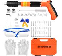 Cloueur Beton, Cloueuse Rivet Gun, Pistolet à Clous Manuel avec 5 Niveaux de Réglable, Pistolet à Ongles Portable avec 220 Clous Ronds, Kit pour Ongles en Béton, pour Murs en Béton, Plafonds (Orange)
