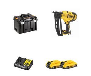 Cloueur de finition 18 Ga 18V DCN680NT-XJ + 2 batteries 18V 2 Ah + 1 chargeur DCB1104-QW DEWALT