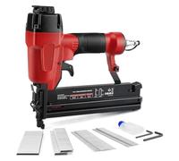 Cloueur pneumatique 18 GA, pistolet à clous 2 en 1 et agrafeuse à couronne, avec 400 clous/300 agrafes, for menuiserie, projet de bricolage Pour de nombreux supports
