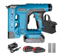 Cloueuse agrafeuse sans fil 2-en-1 avec batterie, 2 x 2,0 Ah compatible Makita 18V, cloueuse 18GA avec sac et 1000 clous et agrafes, profondeur réglable, pour bois et bricolage