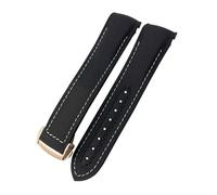 Clouism 20mm 21mm 22mm Bracelet de montre pour Omega 300 couturier 600 planète océan boucle pliante Bracelet en Nylon Silicone fluor caoutchouc bracelets de montre(Black white-gold,22mm)