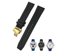 Clouism Bracelet de montre en caoutchouc et Silicone, 20mm, 19mm, 21mm, 22mm, pour Tissot Le Locle T006 T114 PRC200, Bracelet étanche à boucle papillon(Black Gold,21mm)